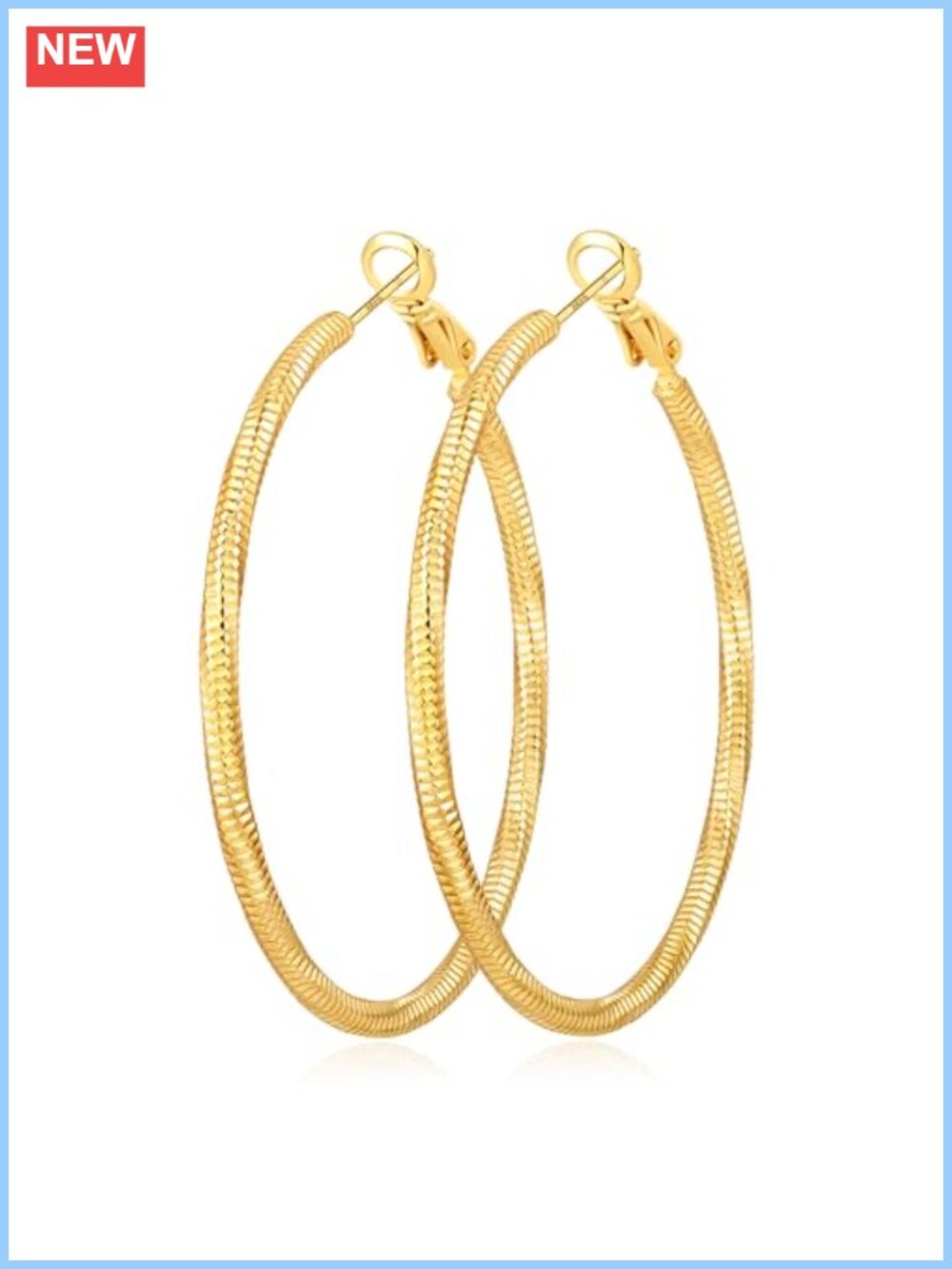 14K Gold Plated Sterling Silver Post Twisted Hoop Earrings Large Lightweight